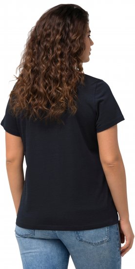 Ulla Popken BISOUS Short Sleeve Graphic Tee Navy Blue - Koszulki z nadrukiem dla kobiet - 