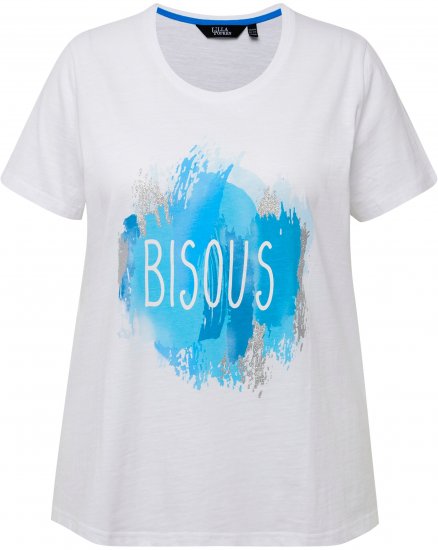Ulla Popken BISOUS Short Sleeve Graphic Tee Snow White - Koszulki z nadrukiem dla kobiet - 