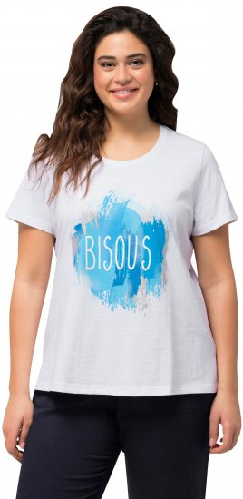 Ulla Popken BISOUS Short Sleeve Graphic Tee Snow White - Koszulki z nadrukiem dla kobiet - 