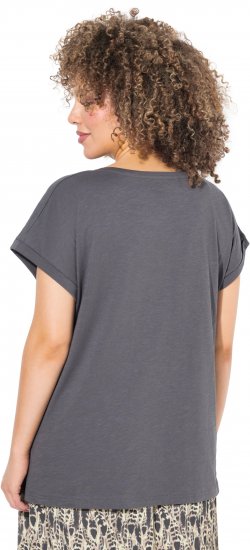 Ulla Popken LOVE Short Sleeve Graphic Tee Graphite Grey - Koszulki z nadrukiem dla kobiet - 