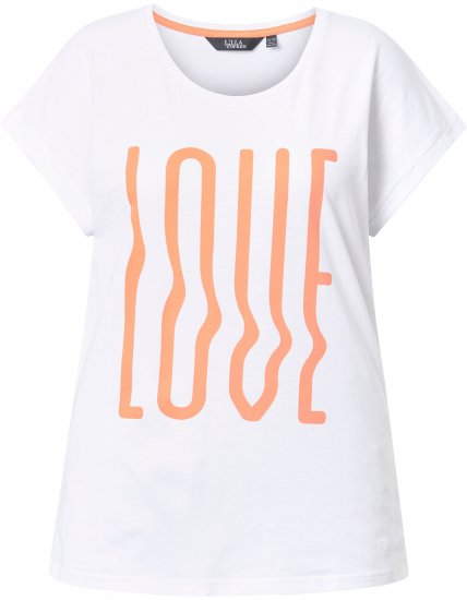 Ulla Popken LOVE Short Sleeve Graphic Tee Snow White - Koszulki z nadrukiem dla kobiet - 