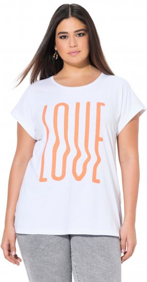 Ulla Popken LOVE Short Sleeve Graphic Tee Snow White - Koszulki z nadrukiem dla kobiet - 