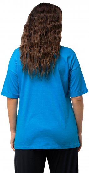 Ulla Popken LOVE Short Sleeve Graphic Tee Sapphire Blue - Koszulki z nadrukiem dla kobiet - 