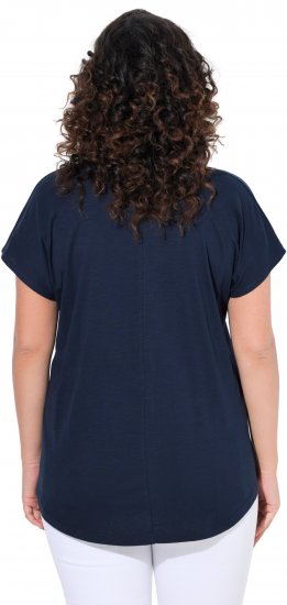 Ulla Popken Metallic Animal Cap Sleeve Graphic Tee Navy - Koszulki z nadrukiem dla kobiet - 