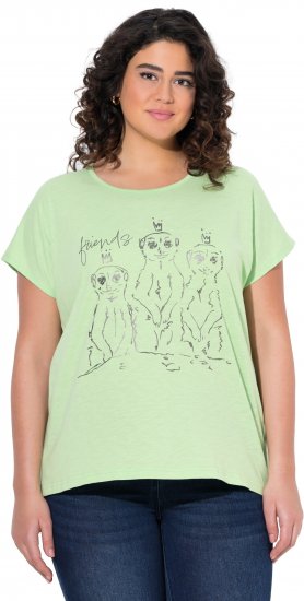 Ulla Popken Metallic Animal Cap Sleeve Graphic Tee Green - Koszulki z nadrukiem dla kobiet - 