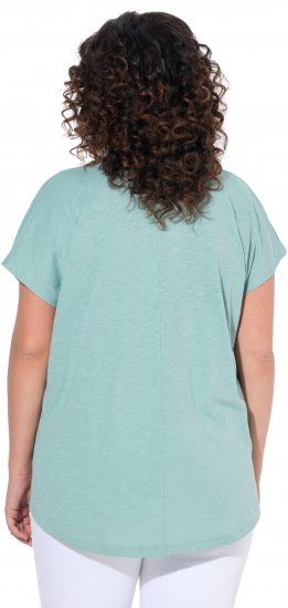 Ulla Popken Metallic Animal Cap Sleeve Graphic Tee Light Green - Koszulki z nadrukiem dla kobiet - 