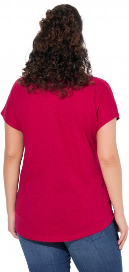 Ulla Popken Metallic Animal Cap Sleeve Graphic Tee Dark Raspberry - Koszulki z nadrukiem dla kobiet - 