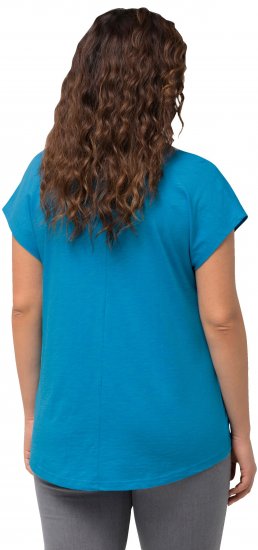 Ulla Popken Metallic Animal Cap Sleeve Graphic Tee Sapphire Blue - Koszulki z nadrukiem dla kobiet - 