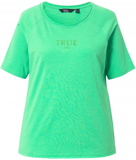 Ulla Popken TRUE Lettering Short Sleeve Tee Mint Green - Koszulki z nadrukiem dla kobiet - 