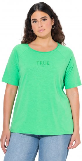 Ulla Popken TRUE Lettering Short Sleeve Tee Mint Green - Koszulki z nadrukiem dla kobiet - 