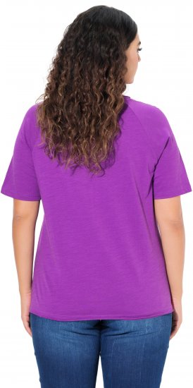 Ulla Popken TRUE Lettering Short Sleeve Tee Purple - Koszulki z nadrukiem dla kobiet - 