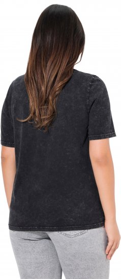 Ulla Popken Easy Short Sleeve Acid Wash Graphic Tee Black - Koszulki z nadrukiem dla kobiet - 