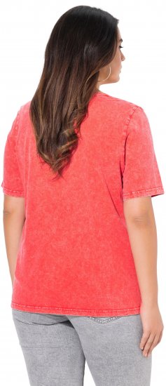 Ulla Popken Easy Short Sleeve Acid Wash Graphic Tee Light Red - Koszulki z nadrukiem dla kobiet - 
