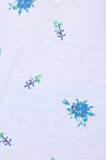 Ulla Popken Cross Stitch Short Sleeve Tee Snow White - Koszulki z nadrukiem dla kobiet - T-shirty z nadrukiem dla kobiet