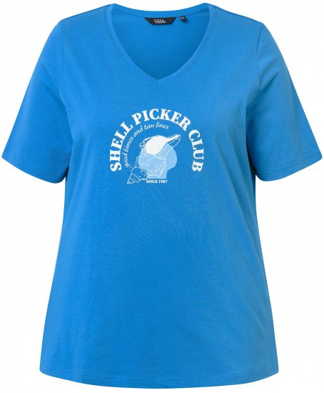 Ulla Popken Shell Picker Club Short Sleeve Graphic Tee Teal Blue - ODZIEŻ DAMSKA 40-66 - 