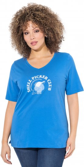 Ulla Popken Shell Picker Club Short Sleeve Graphic Tee Teal Blue - ODZIEŻ DAMSKA 40-66 - 