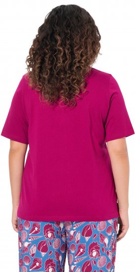 Ulla Popken Shell Picker Club Short Sleeve Graphic Tee Magnolia Red - Koszulki z nadrukiem dla kobiet - 