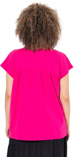 Ulla Popken Free Spirit Butterfly Cap Sleeve Graphic Tee Magenta Pink - Koszulki z nadrukiem dla kobiet - 