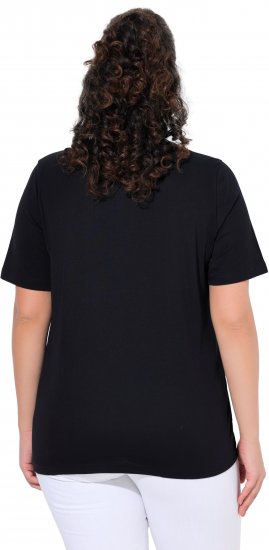 Ulla Popken Flamingo Short Sleeve Graphic Tee Black - Koszulki z nadrukiem dla kobiet - 