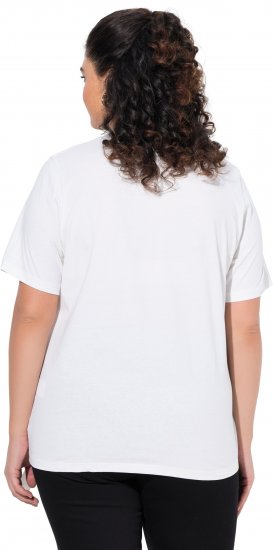 Ulla Popken Flamingo Short Sleeve Graphic Tee Off-White - Koszulki z nadrukiem dla kobiet - 
