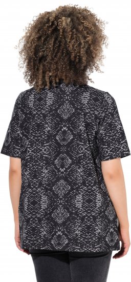 Ulla Popken Snake Print V-Neck Tee Graphite Grey - Koszulki z nadrukiem dla kobiet - 