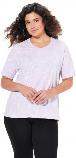 Ulla Popken Abstract Animal Print Short Sleeve Tee Lavender - Koszulki z nadrukiem dla kobiet - 