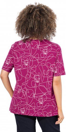 Ulla Popken Abstract Animal Print Short Sleeve Tee Magnolia Red - Koszulki z nadrukiem dla kobiet - 