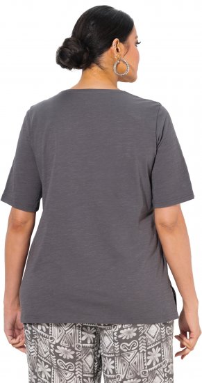 Ulla Popken Cactus Short Sleeve Graphic Tee Graphite Grey - Koszulki z nadrukiem dla kobiet - 