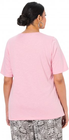 Ulla Popken Cactus Short Sleeve Graphic Tee Pink - Koszulki z nadrukiem dla kobiet - 