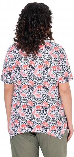 Ulla Popken Half-sleeve A-line V-neck Pointed Hem Animal Pattern T-shirt Snow White - Koszulki z nadrukiem dla kobiet - 