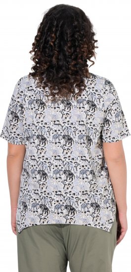 Ulla Popken Half-sleeve A-line V-neck Pointed Hem Animal Pattern T-shirt Moss - Koszulki z nadrukiem dla kobiet - 