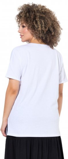 Ulla Popken Bow Short Sleeve Graphic Tee Snow White - Koszulki z nadrukiem dla kobiet - 
