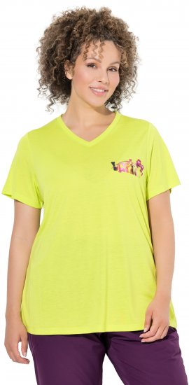 Ulla Popken Wild Antibacterial Short Sleeve Tee Lime - T-shirty - 