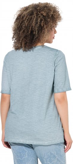 Ulla Popken Paisley Short Sleeve Graphic Tee Light Moss Green - Koszulki z nadrukiem dla kobiet - 