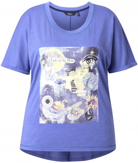 Ulla Popken Lady Of The Moon Short Sleeve Graphic Tee Lavender - Koszulki z nadrukiem dla kobiet - 