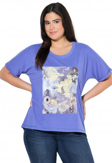 Ulla Popken Lady Of The Moon Short Sleeve Graphic Tee Lavender - Koszulki z nadrukiem dla kobiet - 
