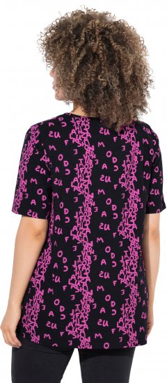 Ulla Popken Letter Print Short Sleeve Tee Magnolia Red - Koszulki z nadrukiem dla kobiet - 
