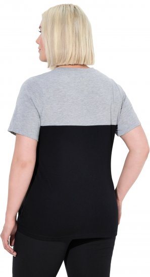 Ulla Popken Nostalgic Escape Performance T-Shirt Black - Koszulki z nadrukiem dla kobiet - 