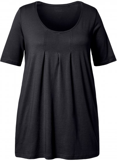 Ulla Popken Essential Front Pleat Tee Black - T-shirty - 