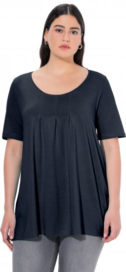 Ulla Popken Essential Front Pleat Tee Navy Blue - T-shirty - 