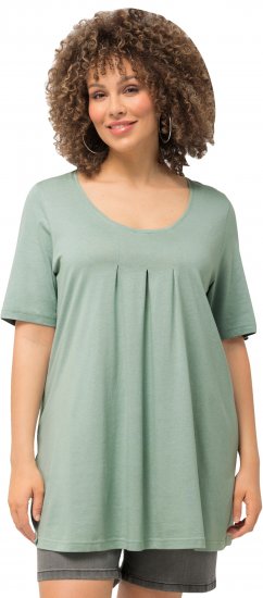 Ulla Popken Essential Front Pleat Tee Light Moss Green - T-shirty - 