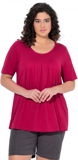 Ulla Popken Essential Front Pleat Tee Dark Raspberry - T-shirty - 