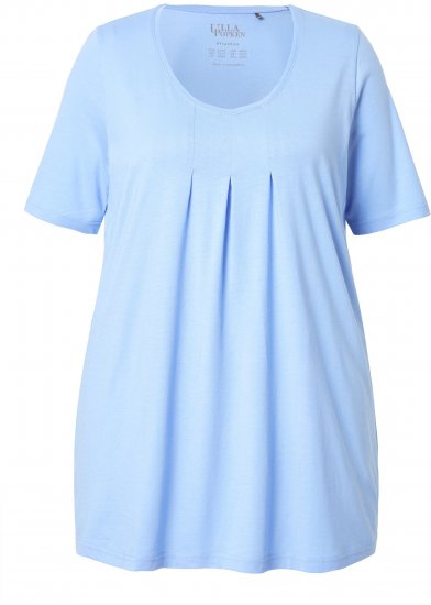 Ulla Popken Essential Front Pleat Tee Light Blue - T-shirty - 