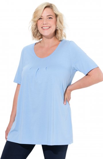 Ulla Popken Essential Front Pleat Tee Light Blue - T-shirty - 