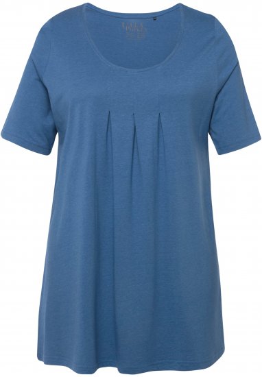 Ulla Popken Essential Front Pleat Tee Denim Blue - T-shirty - 