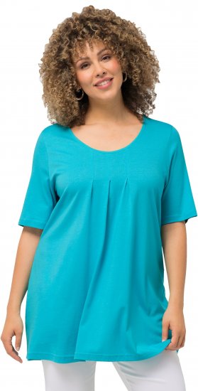 Ulla Popken Essential Front Pleat Tee Deep Aqua - T-shirty - 