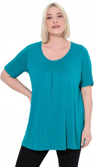 Ulla Popken Essential Front Pleat Tee Teal - T-shirty - 