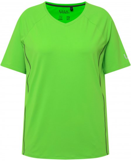 Ulla Popken Piping Accent Functional UVP 50+ Stretch Knit Top Light Green - T-shirty - 