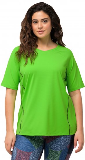 Ulla Popken Piping Accent Functional UVP 50+ Stretch Knit Top Light Green - T-shirty - 