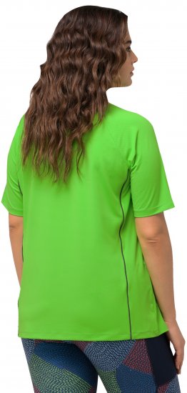 Ulla Popken Piping Accent Functional UVP 50+ Stretch Knit Top Light Green - T-shirty - 